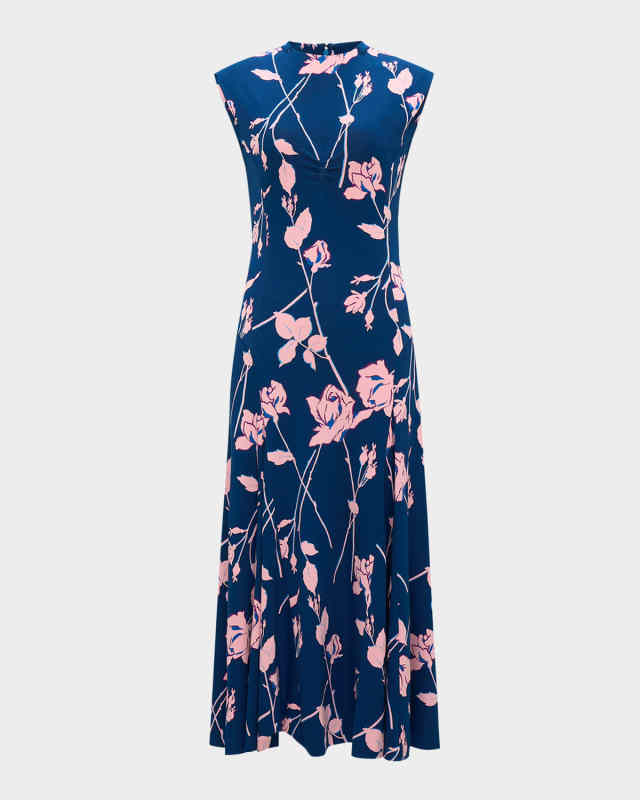 Leora Sleeveless Floral-Print Midi Dress